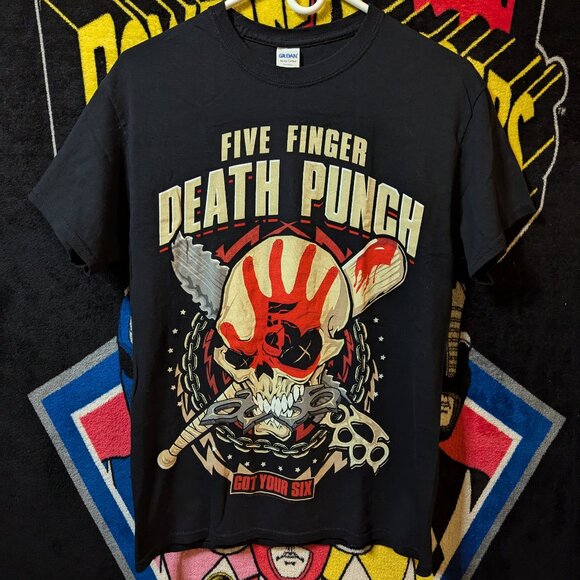 Five Finger Death Punch 5FDP Got Your Six 2016 Tour Black T-Shirt sz Medium - Picture 1 of 5